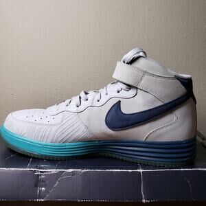 Nike Men's Size 14 Lunar Force 1 Pure Platinum Squadron Blue Sneaker Streetwear